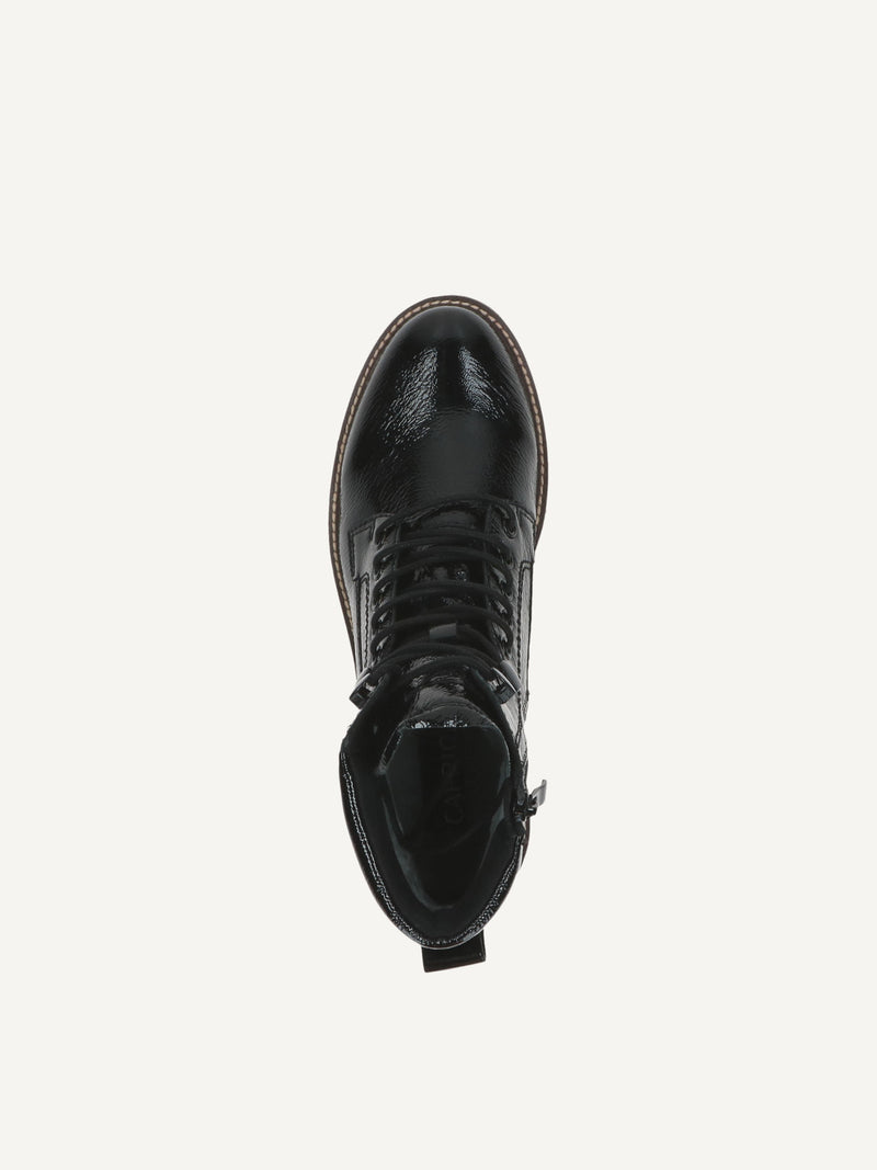 Caprice - Biker Boots Zipped Black Patent Leather