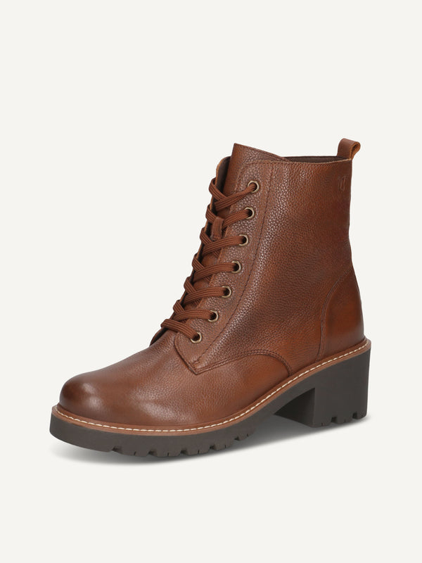 Caprice - Heeled Biker Boots in Black or Cognac Nappa
