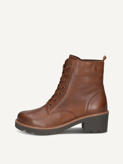 Caprice - Heeled Biker Boots in Black or Cognac Nappa