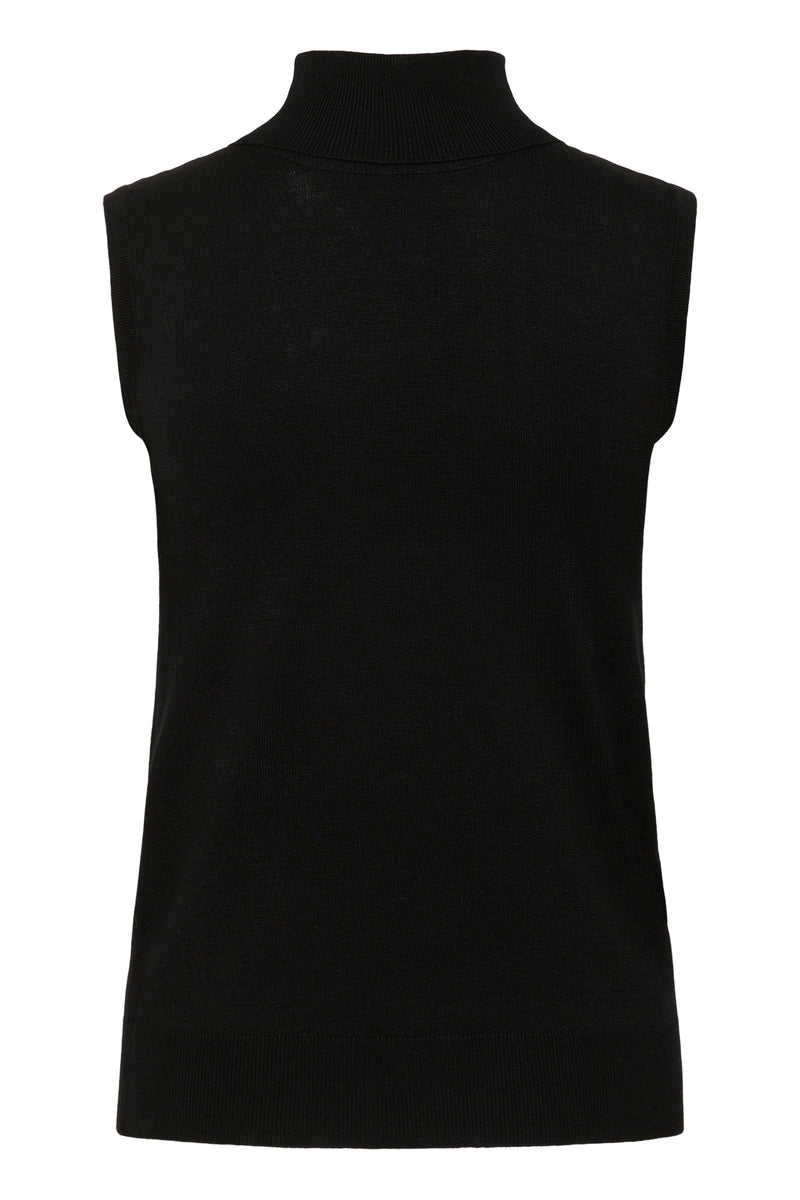 Black sleeveless top on a white background