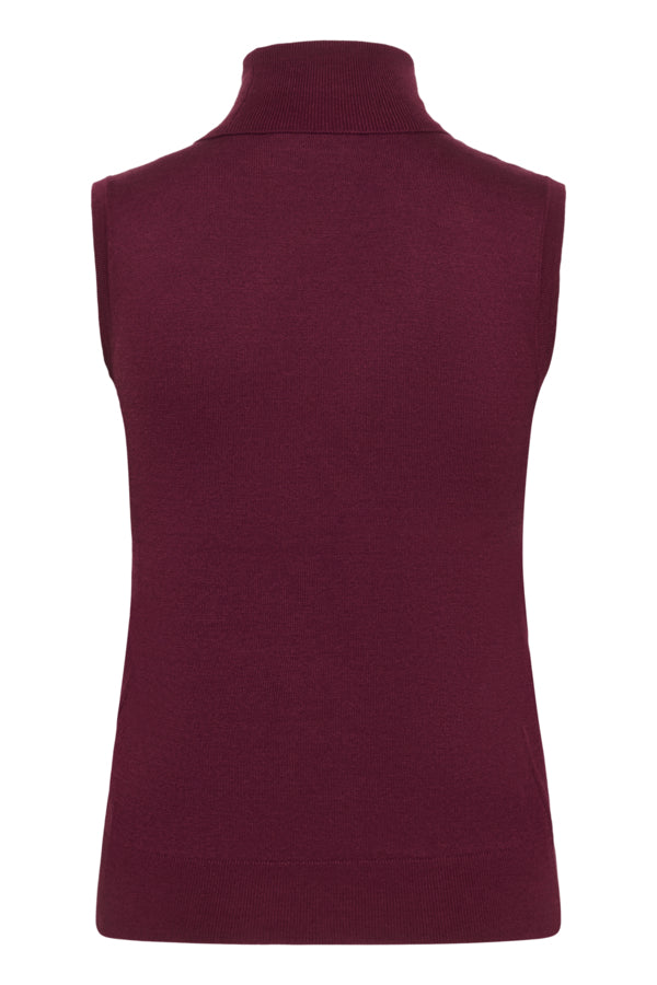 kaffe Maroon sleeveless top on a white background