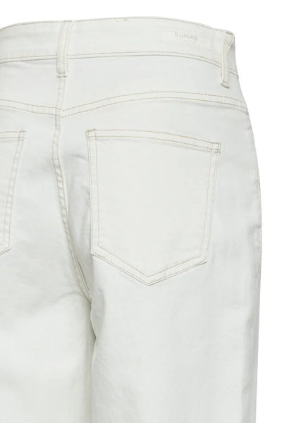 B Young - Kato Wide Leg Cream Jeans showing close up of rear pockets