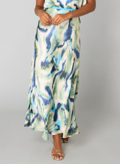 Yest - Sandrine Long Skirt Mint/Multi