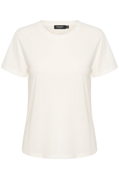 white t shirt with crew neck on black background