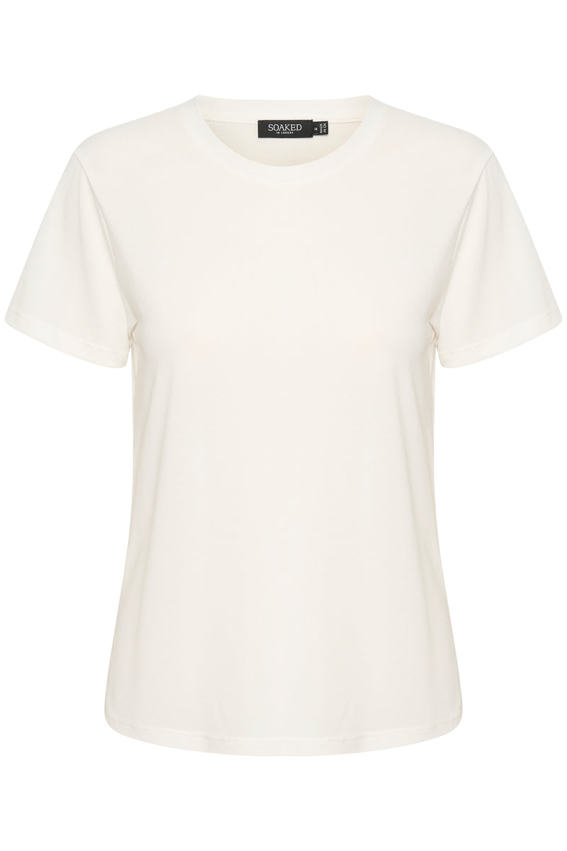 white t shirt with crew neck on black background