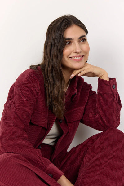 Soyaconcept - Bindi Cord Jacket Shirt in Burgundy