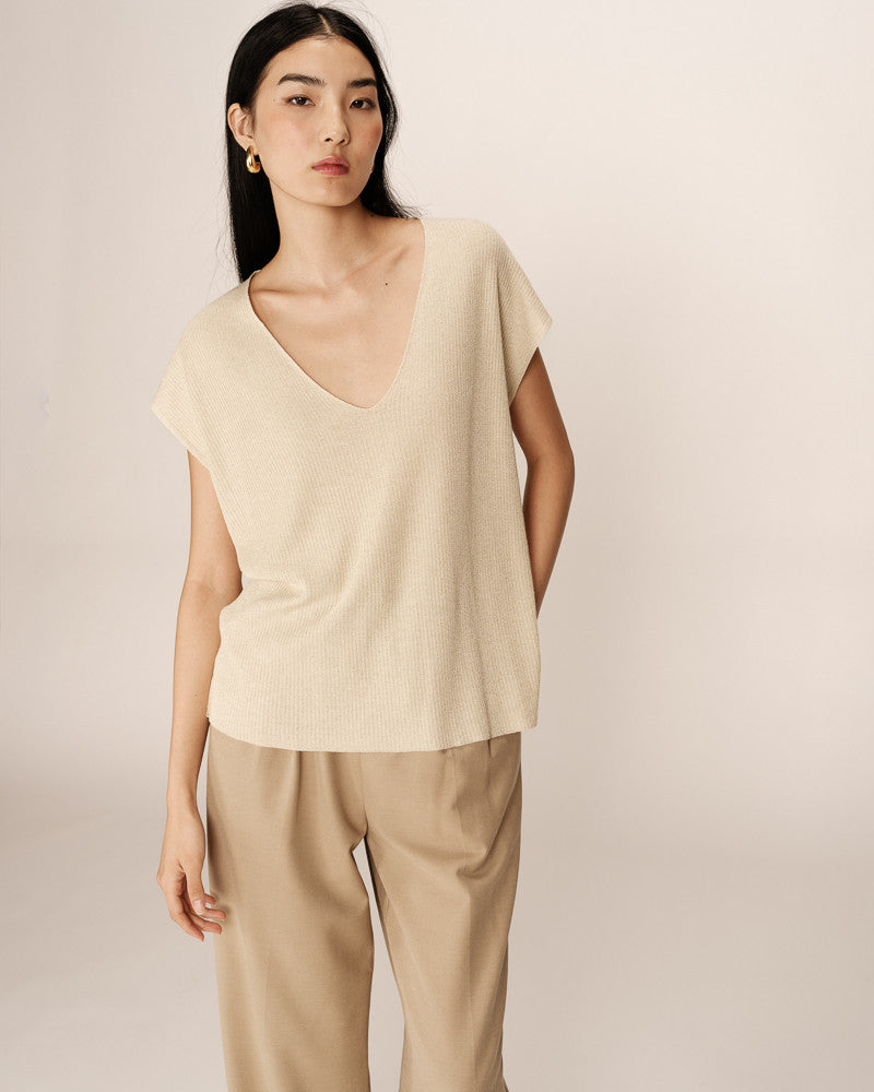 Grace & Mila - Pacino Pale Gold Lurex Top