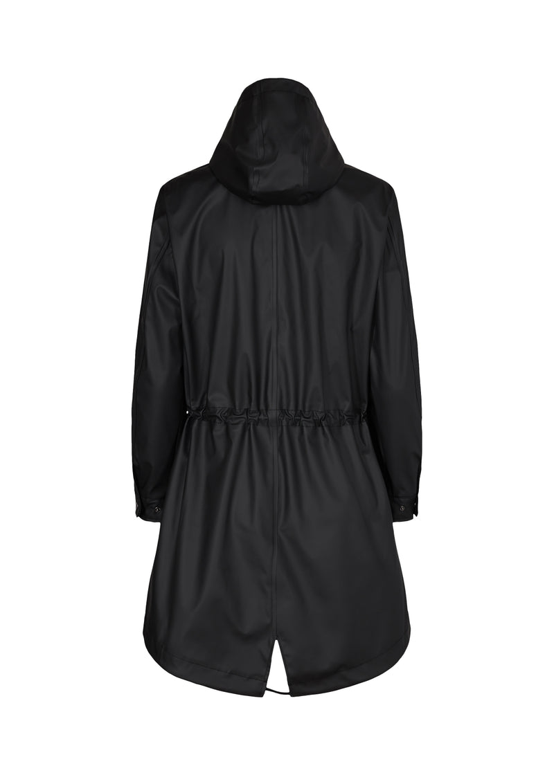 REAR OF Soyaconcept - Alexa Raincoat in Black